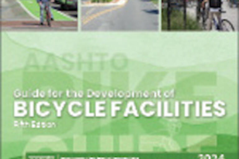 Cover of the AASHTO Bike Guide with white text on a light green background