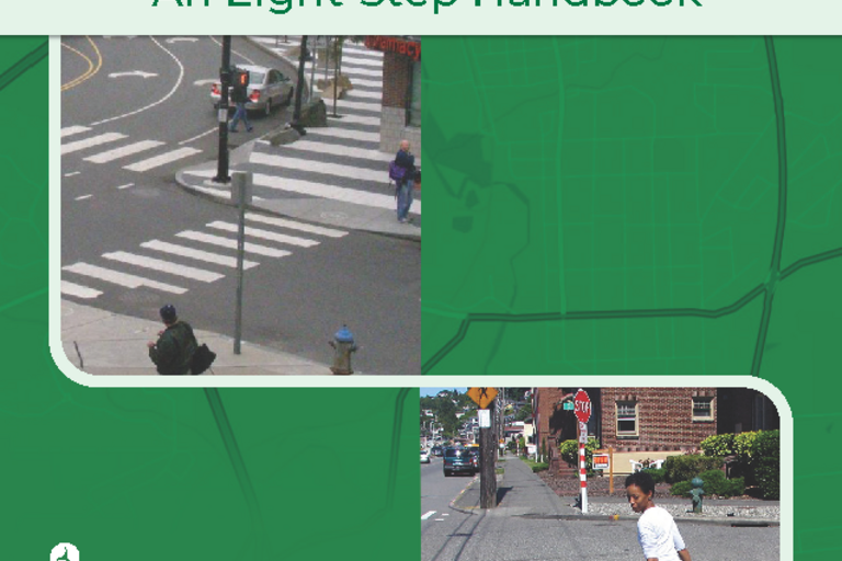 Front cover of NHTSA's "Low-Cost Pedestrian Safety Zones: An Eight-Step Handbook"