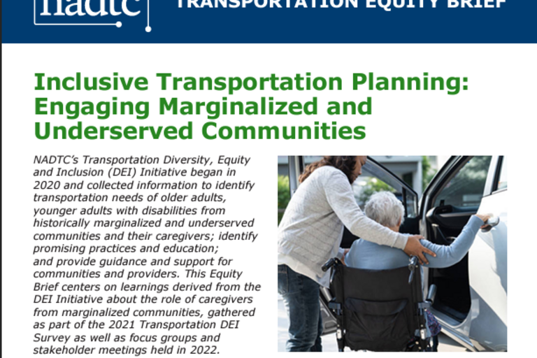 Cover of NADTC's Inclusive Transportation Planning: Engaging Marginalized and Underserved Communities 