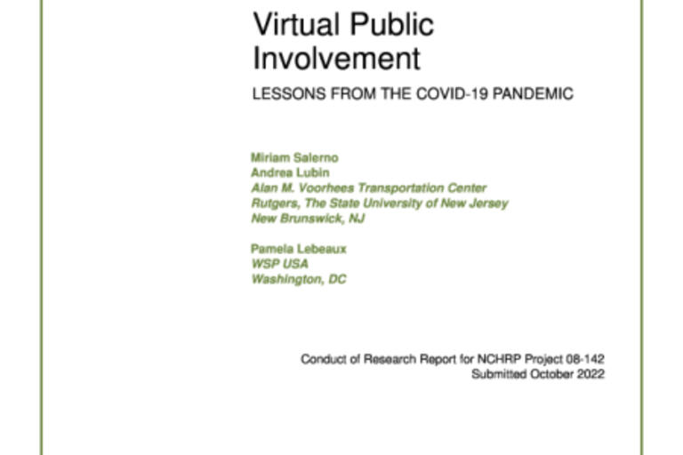 Front cover of the Virtual Public Involvement: Lessons from the COVID-19 Pandemic guide