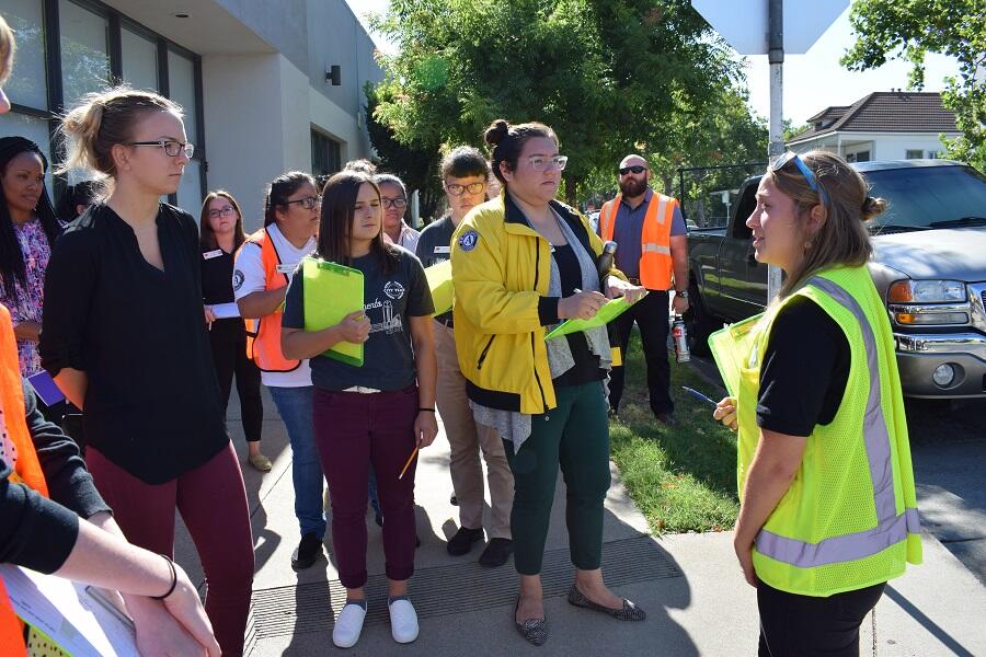 Community members at a walk audit in Sacramento