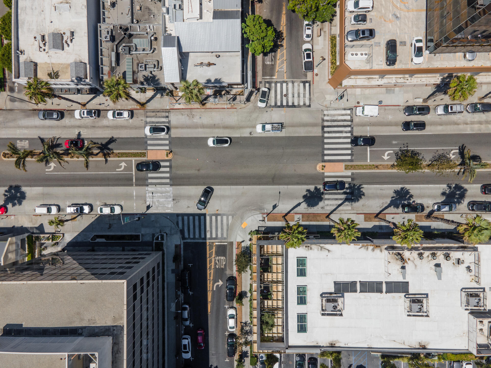 Aerial view of Harvard Street intersection at Wilshire Blvd. 