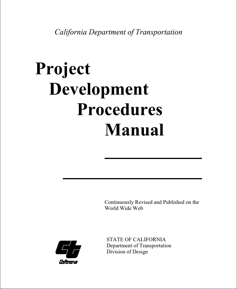 Words display California Department of Transportation Project Development Procedures Manual
