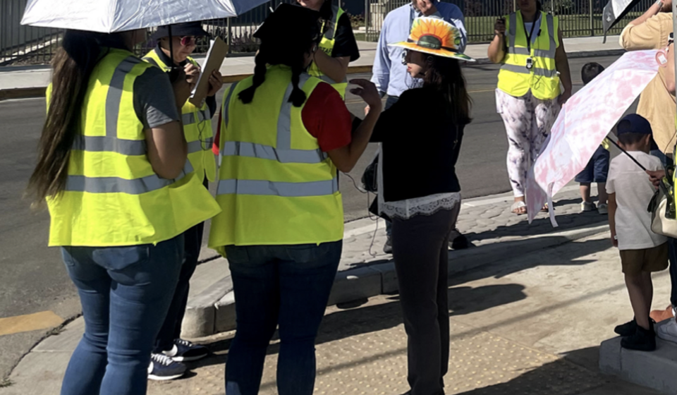 Community members on the walk audit during the CAyS workshop in Tulare