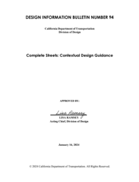 Cover page for Caltrans' Design Information Bulletin 94