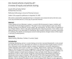 Are Shared Vehicles Shared by All? A Review of Equity and Vehicle Sharing