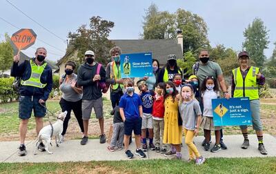 Altadena community members in a group photo during the Go Human safety campaign