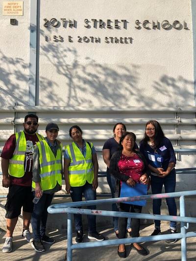 Parent groups at the walking and biking assessments at the 20th Street Elementary School in South LA.